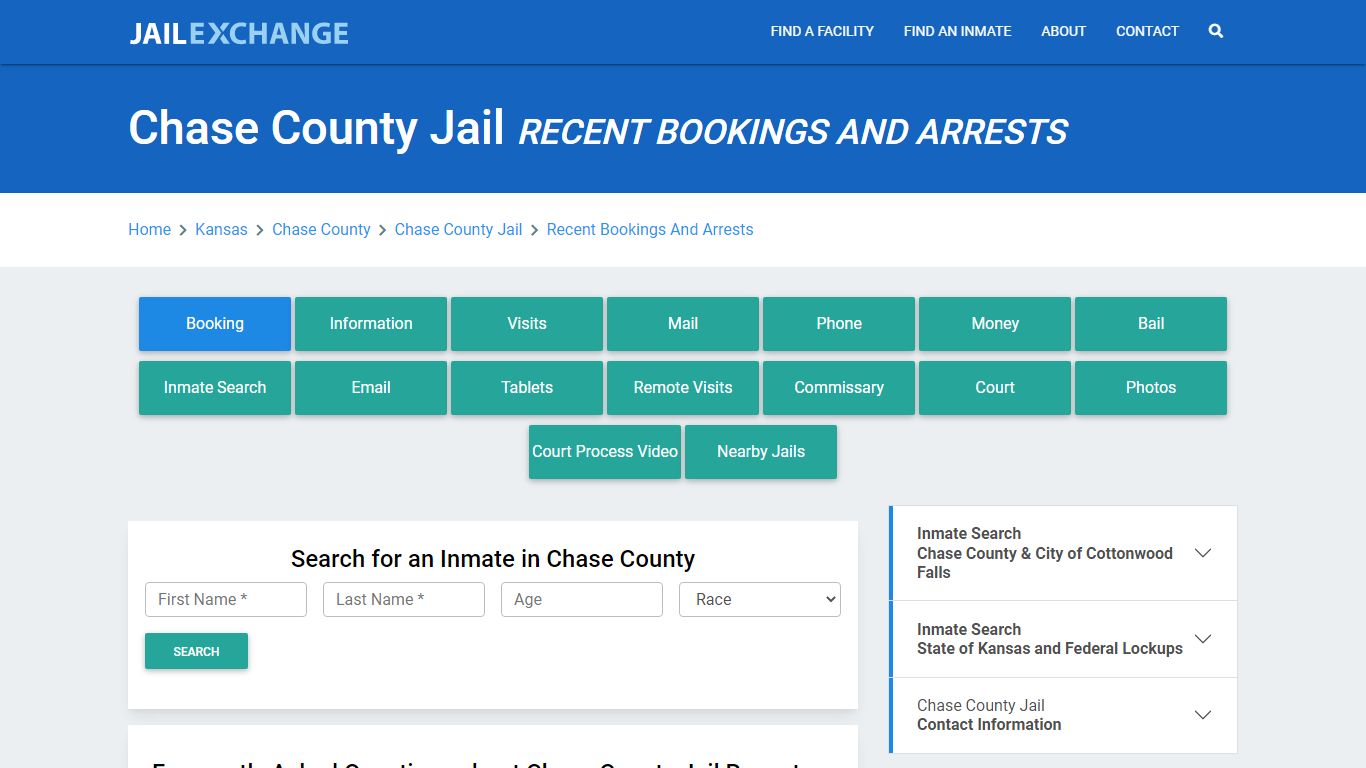 Chase County Jail KS Recent Arrests and Bookings - Jail Exchange