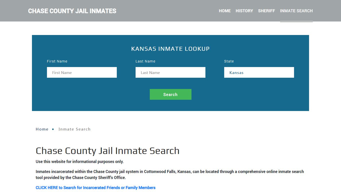 Chase County, KS Detainee Lookup